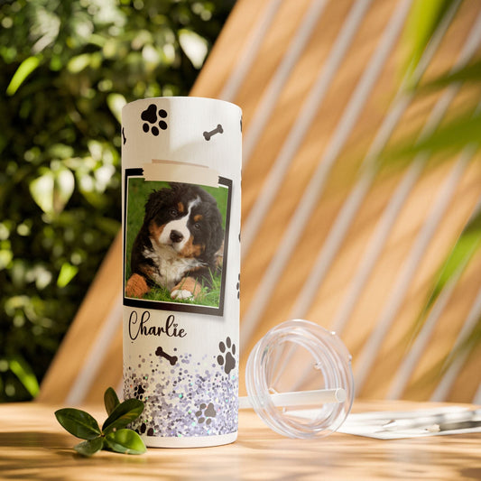 Ink and Charms Designs Tumbler Glossy / White / 20oz Dog lovers Skinny Tumbler with Straw, 20oz